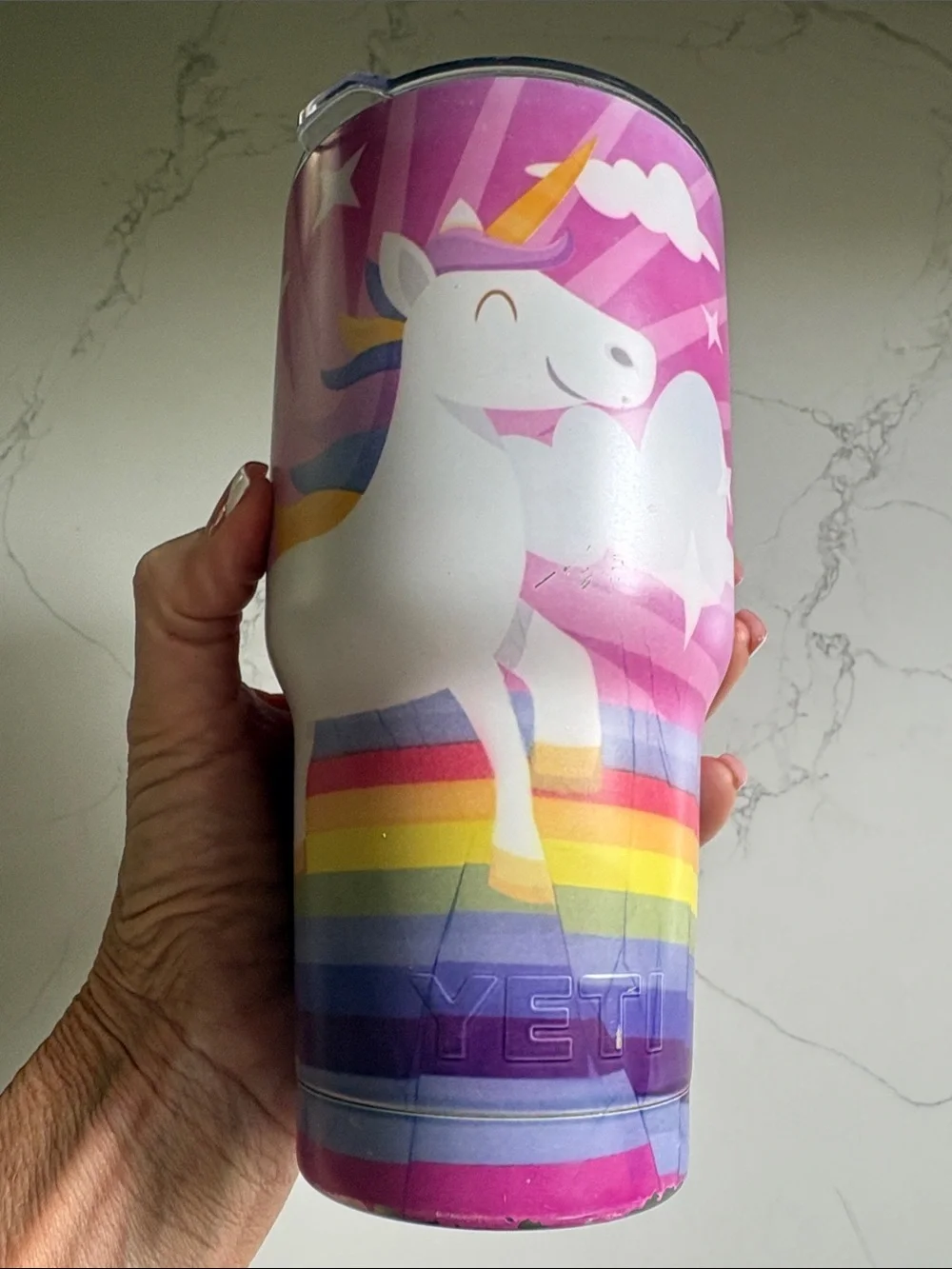 Yeti Unicorn Rainbow Tumbler - Pink